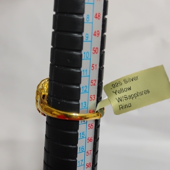 New 925 Sterling Silver Yellow W Sapphires Ring Sz 7 - Picture 9 of 13